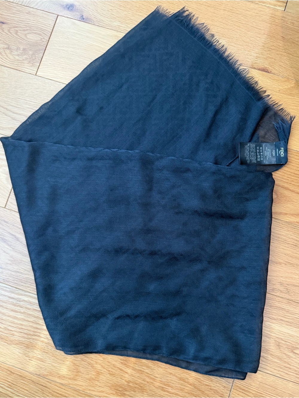 Classic Fendi Logo Black Lightweight Scarf/Pashmina